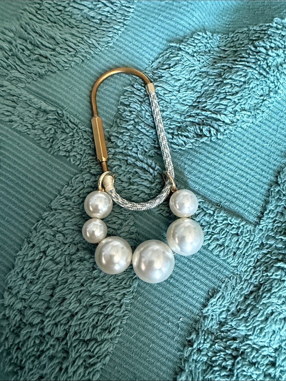 Anthropologie Gold & Pearl Beaded Bag Charm